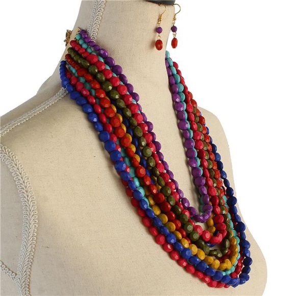 BEADS MULTILAYEREDS NECKLACE SET - Picture 2 of 3